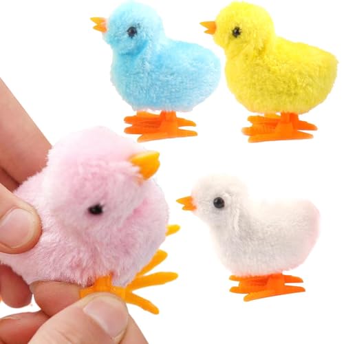 Missmisq Osterspielzeug aufziehen | Baby Chick Aufziehspielzeug | Aufziehküken, Flauschige springende Hähnchen-Entenküken zum Aufziehen, Neuheit für Osterpartys, geeignet für Kleinkinderspielzeug von Missmisq