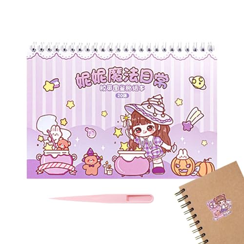 Missmisq Scrapbook-Aufkleber, Prinzessinnen-Aktivitäts- und Stickerbuch | Prinzessin Scrapbook-Flaschenaufkleber - Scrapbook-Cartoon-Aufkleber-Set für Handyhülle, Laptop, Scrapbook, Wandkunst von Missmisq