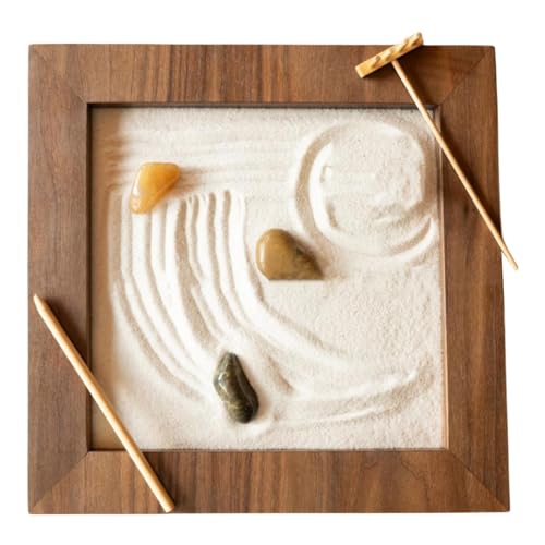 Zen Garten Set Japanischer Zen Garten Für Den Schreibtisch Zen Sand Garten Miniatur Geschenk Set Zen Garten Miniatur Mit Zen Sand Für Haus & Büro Sandkasten Zen Sand Meditations Ornamente von Missmisq