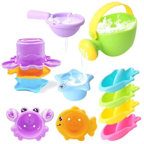 Baby-Badespielzeug für 1-, 2- und 3-jährige Jungen und Mädchen, 9-teiliges Wasserspielzeug für den Swimmingpool, schimmelfreie Stapelbecher, Gießkanne, Badeschiffe, Badewanne, Geschenk für Kleinkinder Baby-Badespielzeug für 1-, 2- und 3-jährige Jungen und Mädchen, 9-teiliges Wasserspielzeug für den Swimmingpool, schimmelfreie Stapelbecher, Gießkanne, Badeschiffe, Badewanne, Geschenk für Kleinkinder von Mistep