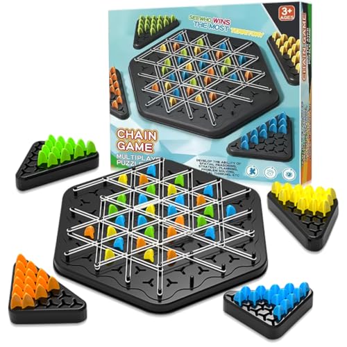 Chain Triangle Chess Game, Chain Triangle Chess Board Game, Territory Capture Family Game, Triggle Rubber Band Game, Triggle Board Game with Rubber Band, 2 to 4 Players, Ages 3+ (1set) von Mistep