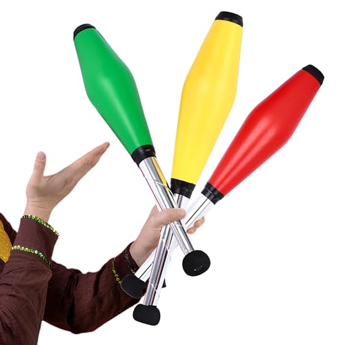 Mister M Juggling-Set Kinder, Grün, Rot und Gelb, Kunststoff-Jonglierstäbe, Ideal für Schulaufführungen, schult die Koordination, langlebig, Rutschfester Griff - 42x7,5x7 cm von Mister M