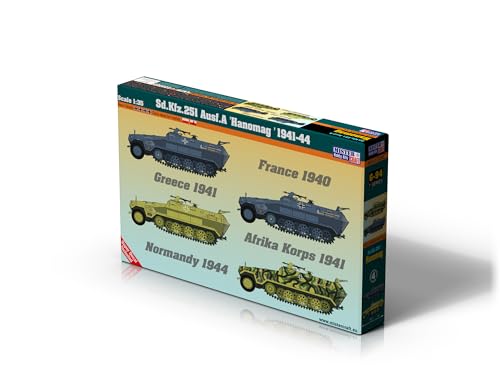 Mister Craft Hobby Kits Modellbausatz Sd. Kfz 251 1/35 AUSF A Hanomag 1941-44, Maßstab 1:35, Plastikbausatz, Bausatz zum Zusammenbauen, Kunststoffmodell, Bauanleitung, 167mmx60mm von Mistercraft