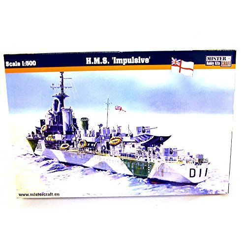 Mistercraft Modellbausatz Schiff HMS Impulsive Maßstab 1:500, Plastikbausatz, Bausatz zum Zusammenbauen, Inklusive Klebstoff, Kunststoffmodell, Bauanleitung,197.0mmx20.1mm von Mistercraft