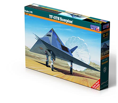 Mistercraft Modellbausatz YF-117A Scorpion Maßstab 1:72 Plastikbausatz, Bausatz zum Zusammenbauen, Inklusive Klebstoff, Kunststoffmodell, Bauanleitung,211mmx197mm, Schwarz von MISTER CRAFT HOBBY KITS