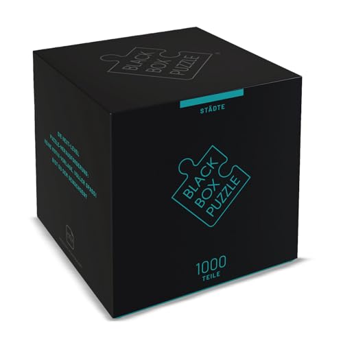 BLACK Box Puzzle 1000 Teile, Blackbox Puzzel mit Überraschungs-Motiv ohne Vorlage, Impossible Puzzle schwer für Erwachsene und Kinder ab 14 Jahren, Puzzle Box Städte 2022 Edition von Misu