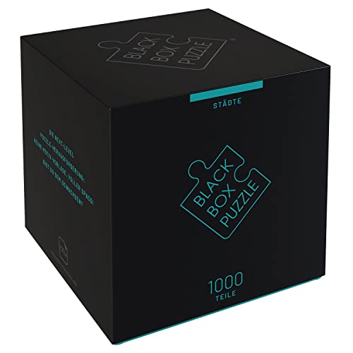 BLACK Box Puzzle 1000 Teile, Blackbox Puzzel mit Überraschungs-Motiv ohne Vorlage, Impossible Puzzle schwer für Erwachsene und Kinder ab 14 Jahren, Puzzle Box Städte 2023 Edition von Misu