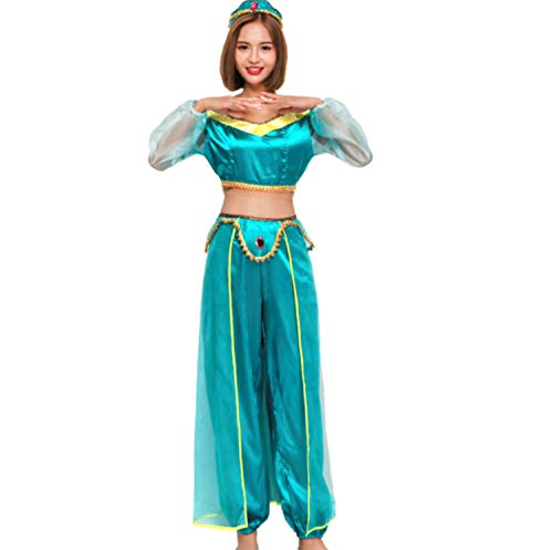 Mitef Aladdin Jasmine Prinzessin Cosplay Kostüm für Halloween Parfümanz - Grün - Klein von Mitef