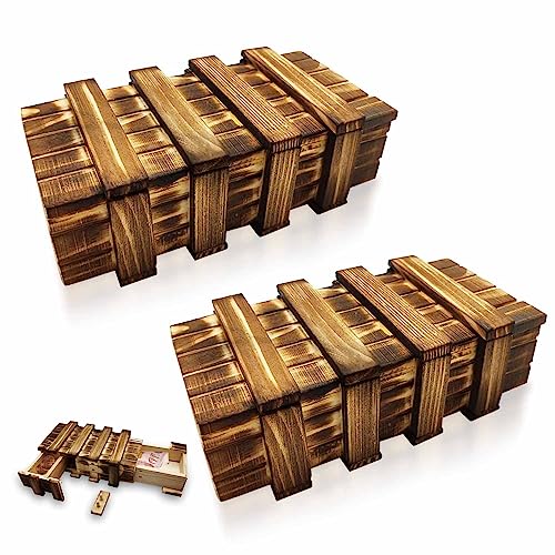 2 Stück Holz Geschenkbox, Magische Geschenkbox Magische Rätselbox mit 2 Geheime Fächern, Magische Box Puzzle Box für Geldgeschenke, Gutscheine, Schmuck Mystery Knobelspiel Hochzeit Geburtstag Geschenk von Mitening