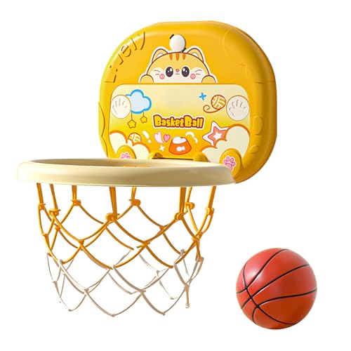Mitoydoe Höhenverstellbares Basketballtor, Verstellbarer Reifen, tragbar, faltbar, Dinosaurier-Set für Kinder, Kleinkinder im Innen- und Außenbereich Gelb von Mitoydoe