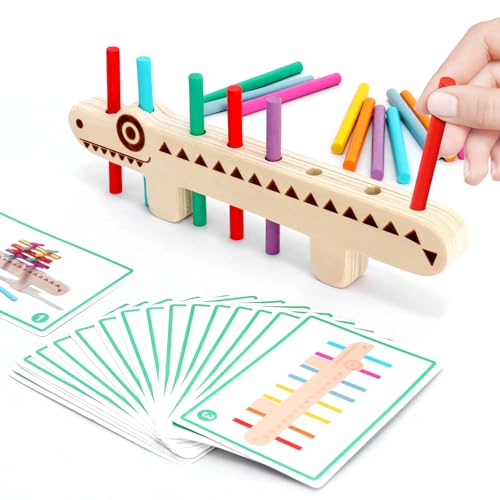 Mittimiya 8 Farben Sortierspiel mit 20 Karten, Montessori Spielzeug ab 1 Jahr, Motorikspielzeug, Holzspielzeug Sensorik Spielzeug Baby von Mittimiya