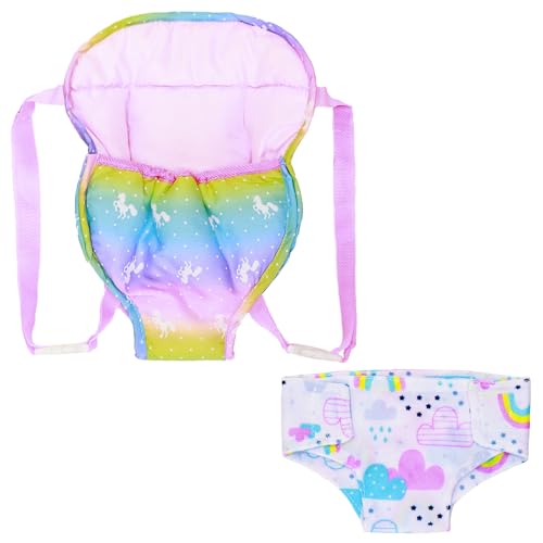 Babypuppentrage Rückentrage für Puppen Puppentragegurt Bauchtrage Puppenwindeln Windeln für 14-18 Zoll Babypuppen Babytrage Verstellbaren Träger Puppezubehör Puppengurt Kuscheltiertrage für Mädchen von Miunana