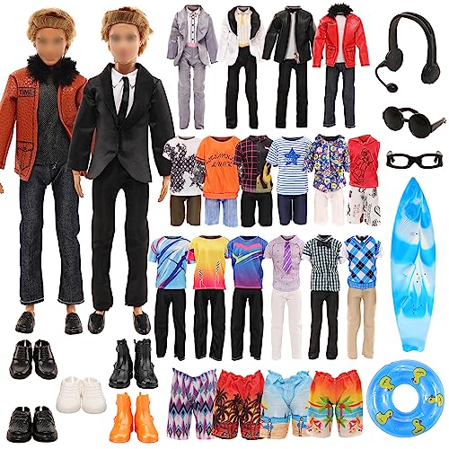 Miunana 21 Kleidung Schuhe für Jungen Puppen = 1 Anzug 1 Jacke Set 4 Kleidung 4 Hosen 5 Schuhe 5 Zubehör für 12 Zoll Puppen von Miunana