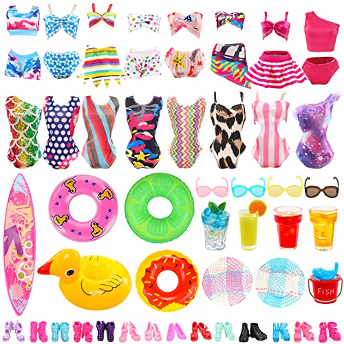 Miunana 31 Puppenkleidung Puppen Kleidung Zubehör 10 Badeanzug Bikini Schwimmbekleidung 2 Schwimmreifen 10 Schuhe 9 Accessories Brille Hut für 11,5 Zoll Puppen von Miunana