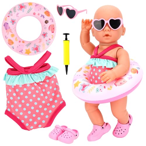 Miunana 5 Pcs Schwimmset für Puppen, Puppenkleidung Sommer Puppenzubehör Kleidung Outfits Badeanzug Schwimmring Sonnenbrille Shoes und Luftpumpe, Baby Puppenzubehör Badeanzug Puppe für 35 - 43 cm Pupp Miunana 5 Pcs Schwimmset für Puppen, Puppenkleidung Sommer Puppenzubehör Kleidung Outfits Badeanzug Schwimmring Sonnenbrille Shoes und Luftpumpe, Baby Puppenzubehör Badeanzug Puppe für 35 - 43 cm Pupp von Miunana