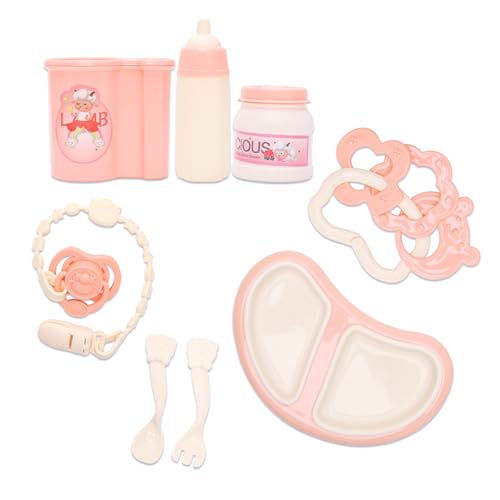 Miunana 8 pcs Baby Puppe Zubehör Realistische Babypuppen Fütterung Kit Geschirr Set für 14-17 Zoll Newborn Puppe Playset Weihnachten Geburtstag Geschenke Spielzeug für Kleinkind Mädchen von Miunana