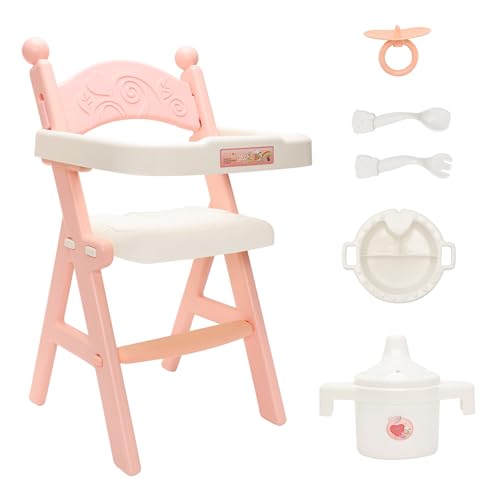 Miunana Babypuppe Zubehör Set Hochstuhl Fütterungszubehör Geschirr Set Babysitz 14-17 Zoll Babypuppen Schnuller Löffel Gabelplatte Flasche In Geschenkbox für Kleinkind von Miunana