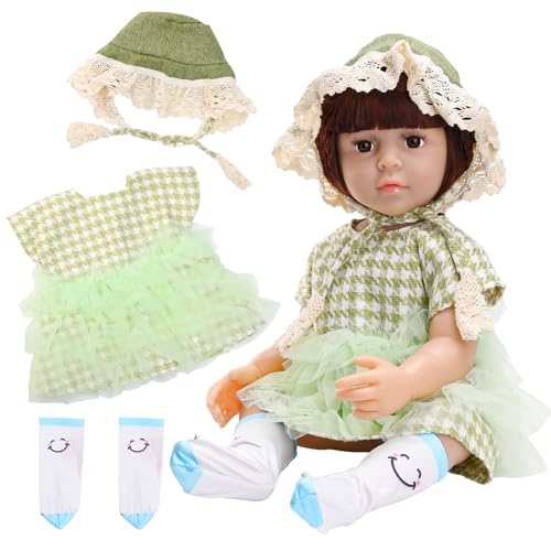 Miunana Puppenkleidung Kleidung für Baby Puppen, Süße Bekleidung Outfits für 50-55 cm Puppen, 20-22 Zoll Puppenkleider Puppenzubehör (Grün) von Miunana