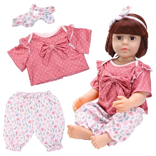 Miunana Puppenkleidung Kleidung für Baby Puppen, Süße Bekleidung Outfits für 50-55 cm Puppen, 20-22 Zoll Puppenkleider Puppenzubehör (Rot) von Miunana
