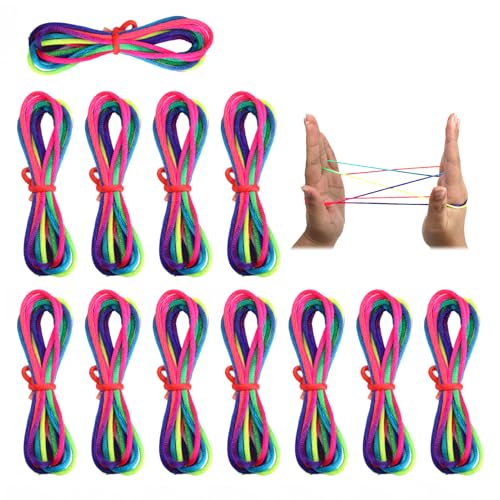 Fingertwist Kinder Mit Anleitung, 12 Stück Fadenspiel Fingerspiel in Trendiger Regenbogen Optik Gummitwist Finger Einschulung Fadenspiele Ideal Als Kleines Geschenk Für Kinder Mädchen Jungen von Miunpri