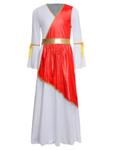 Miutii Griechische Göttin Kostüm Mädchen Engel Kleid Engelskostüm Kinder Römische Prinzessin Kleid Maxikleid Halloween Karneval Fasching Partykleid Rot 110-116 von Miutii