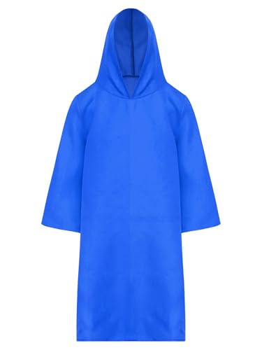 Miutii Kinder Jungen Mädchen Kapuzen Umhang Sensenmann Kostüm Mittelalter Umhang Robe Cosplay Halloween Karneval Faschingskostüm Blau 110-116 von Miutii