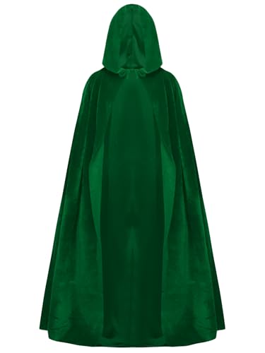 Miutii Kinder Jungen Mädchen Kapuzen Umhang Weihnachten Kostüm Mittelalter Umhang Robe Cosplay Halloween Weihnachten Karneval Faschingskostüm Grün 122-134 von Miutii