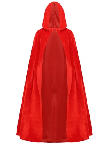 Miutii Kinder Jungen Mädchen Kapuzen Umhang Weihnachten Kostüm Mittelalter Umhang Robe Cosplay Halloween Weihnachten Karneval Faschingskostüm Rot 122-134 von Miutii