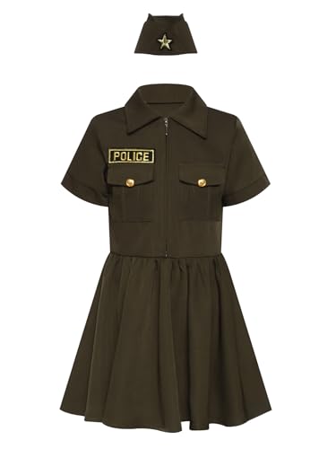 Miutii Kinder Mädchen Polizei Kostüm Polizistin Uniform Kurzarm Tutu Kleid mit Mütze Halloween Karneval Fasching Partykleid C Armeegrün 128-140 Miutii Kinder Mädchen Polizei Kostüm Polizistin Uniform Kurzarm Tutu Kleid mit Mütze Halloween Karneval Fasching Partykleid C Armeegrün 128-140 von Miutii