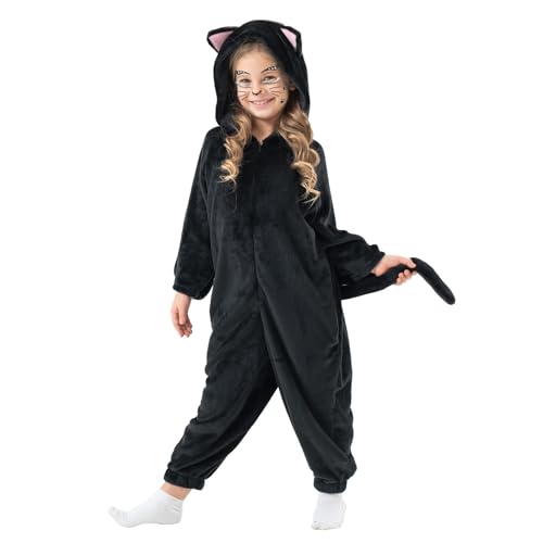 MivBuks Katzenkostüm Kinder Mädchen Katze Tier Kostüm Kinder Kostüm Katze Kind Faschingskostüm Plüschkostüm Kinder Jumpsuit von MivBuks