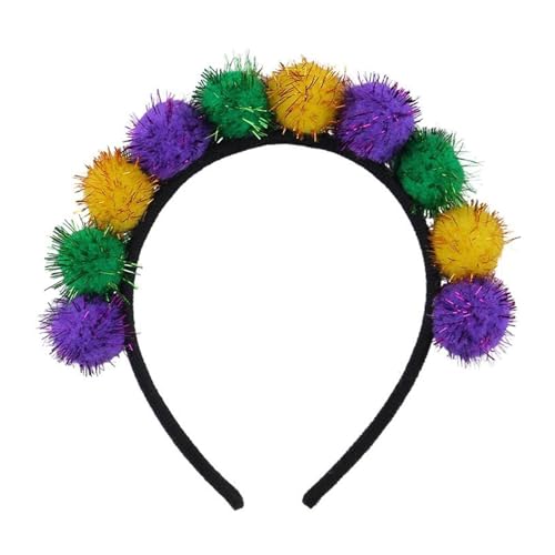 Mixnexorad Ball Stirnbänder für, Rainbow Pom Stirnband,Regenbogenparty Stirnband - Dress -up Hair Ornament, Cosplay -Mode -Kopfschmuck für Erwachsene Mädchen, Frauen von Mixnexorad