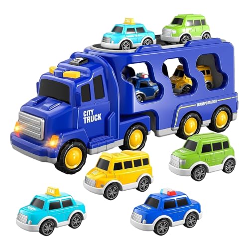 Mixnexorad LKW-Spielzeug für Kleinkinder, LKW-Autospielzeug,Simulation Kinder LKW Spielzeug 7-in-1 Fahrzeug Kleinwagen - Kinder, Push-to-Move, leuchtende Spielzeugfahrzeuge mit Sound für Wohnzimmer, von Mixnexorad