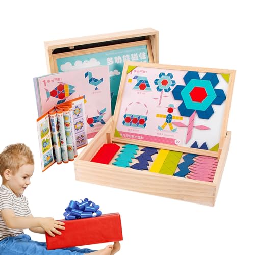 Mixnexorad Magnetisches Design-Puzzle-Set, magnetisches Puzzle-Brettspiel | Reise-Tangrams-Puzzle-Set,Holzmusterblöcke, fantasievolle magnetische Formen, Spiele für Kinder von Mixnexorad