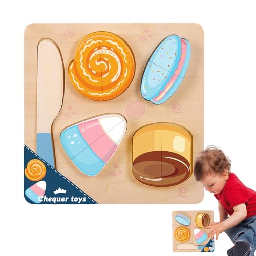 Mixnexorad Spiel-Essen-Set aus Holz, Spielzeug zum Schneiden von Obst und Gemüse - Obst Schneidespielzeug Holz Rollenspiel Essen | Puzzle-Küchenspielzeug, Lernspielzeug für Vorschulkinder, für Kinder, von Mixnexorad