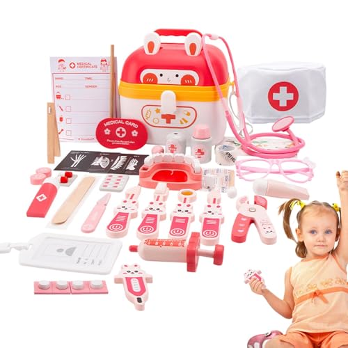 Mixnexorad Toy Doctor Kit, Kinderarzt-Spielset, 24X Bunny Theme Doctor Rollenspiel, Arzt-Rollenspielset mit Stethoskop zur täglichen Belohnung von Mixnexorad