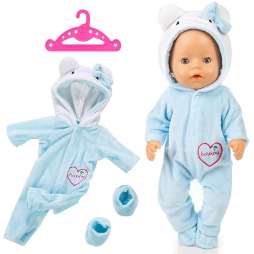 Clothing Outfits for Baby Dolls, Doll Clothes for 36-43 cm Baby Dolls, with Bodysuit Socks and Coat Hanger(Not a Doll) (Himmelblau) von Mizijia