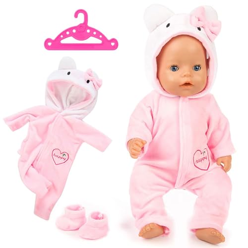 Clothing Outfits for Baby Dolls, Doll Clothes for 36-43 cm Baby Dolls, with Bodysuit Socks and Coat Hanger(Not a Doll) (Rosa) von Mizijia