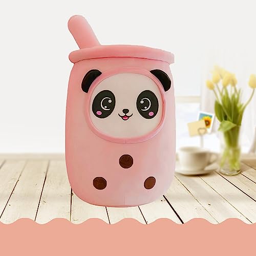 Mizijia Bubble Tea Plüschtier 24 cm, Boba Tea Kuscheltier Klein, Panda Bubble Tea Plüsch, Bubble Tea Kissen, Boba Tea Plüsch für Kinde, Freunde, Fans Geburtstag Party Geschenk (Hell-Pink) von Mizijia