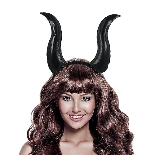 Mizijia Hörner Teufel Kopfschmuck, Halloween Teufel Hörner, Teufelshörner Haarreif, Teufel Bull Hörner Kopfschmuck, für Frauen Männer Halloween Kostüm Cosplay von Mizijia