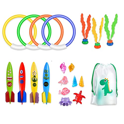 Mizijia Tauchringe für Kinder, 19Pcs Tauchringe für Kinder Set, tauchringe für Kinder, Pool Spielzeug für Kinder Jungen Mädchen, Schwimmbad Spielzeug Für Pool-Party, Unterwasser-Pool-Training von Mizijia