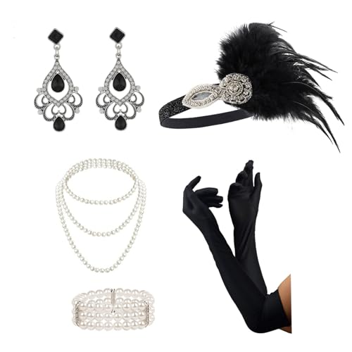 1920er Jahre Flapper GatsbyParty Kostüm Zubehör für Frauen Vintage Strass Kopfschmuck baumelnde Ohrringe Make-up Party Wear 1920 von Mjaie