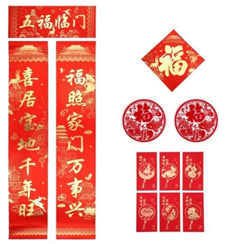 2024 Chinesisches Neujahr Mini Couplet Set Jahr des Drachen Dekor Set Frühlingsfest Banner Traditionelle Neujahrsdekoration Chinesische Neujahrsdekorationen Festliche Wohnkultur Traditionelles Paar von Mjaie