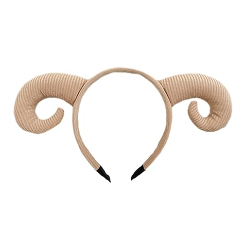 Mjaie Bühnenschaf Ziegenhaar Hoop Tier Horn Kopfschmuck Cartoon Tier Stirnband Anti-Rutsch-Tier Kopfschmuck Schafhorn Stirnband von Mjaie