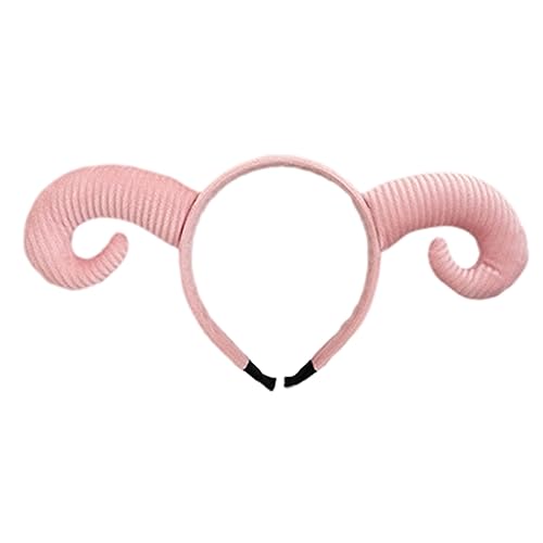 Mjaie Bühnenschaf Ziegenhaar Hoop Tier Horn Kopfschmuck Cartoon Tier Stirnband Anti-Rutsch-Tier Kopfschmuck Schafhorn Stirnband von Mjaie