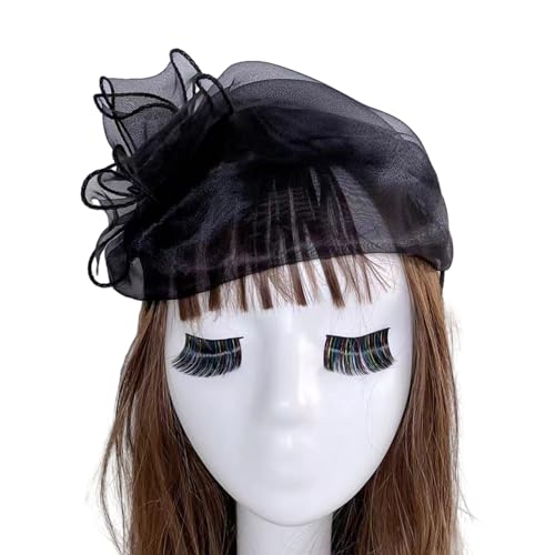 Mjaie Spitzen-Stirnband mit halber Kappe, Vintage-Stil, französische Motorhaube, Haarband, Cosplay-Requisiten, Kopfschmuck, Frauen-Kopfschmuck, Zubehör von Mjaie