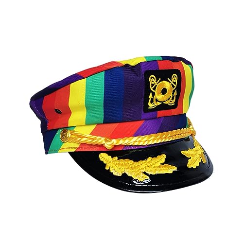 Modischer Karnevalshut, Aufführungen, Militär-Hut, Regenbogen-Hut mit Stickerei, Abzeichen, Cosplay-Hut für Karneval, Cosplay, Party von Mjaie