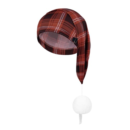 Weihnachtsmütze, dicke Plaids und weiße pelzige Pompons für Weihnachtsfeiern, Verkleidungen, Cosplay, mehrfarbige Weihnachtsmannmütze, Herren von Mjaie