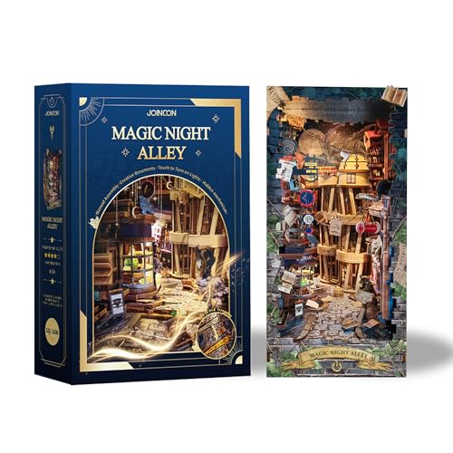 Mkitnvy Book Nook DIY Kit, Puppenhäuser Miniatur Haus Nachtgasse Kit mit Staubschutz, Buch Ecke Miniatur Kit für Erwachsene Teens Bauen hölzerne 3D Holzpuzzle Art Model Kit (Nachtgasse) von Mkitnvy