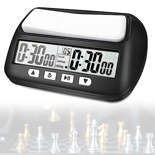 Mkitnvy Schachuhr Professional, Digitale Multifunktionsanzeige Schachtimer, mit Bonus & Verzögerung Count Down aufwärts Alarm，Schachuhren Elektronische Brettspiel für Zuhause & Turniere von Mkitnvy