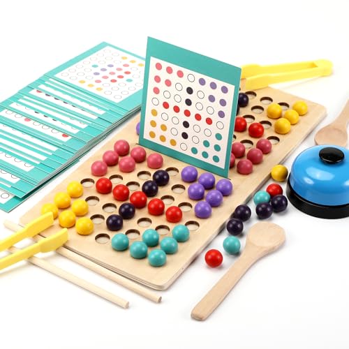 Montessori Spielzeug, Clip Beads Brettspiel, Sortierspiel, Puzzle Lernspielzeug Kinder Spielzeug ab 3 Jahre, Kinder Hände Augen Gehirn Training, Vorschule Geschenk für Kinder ab 4 5 6 Jahre von Mkitnvy